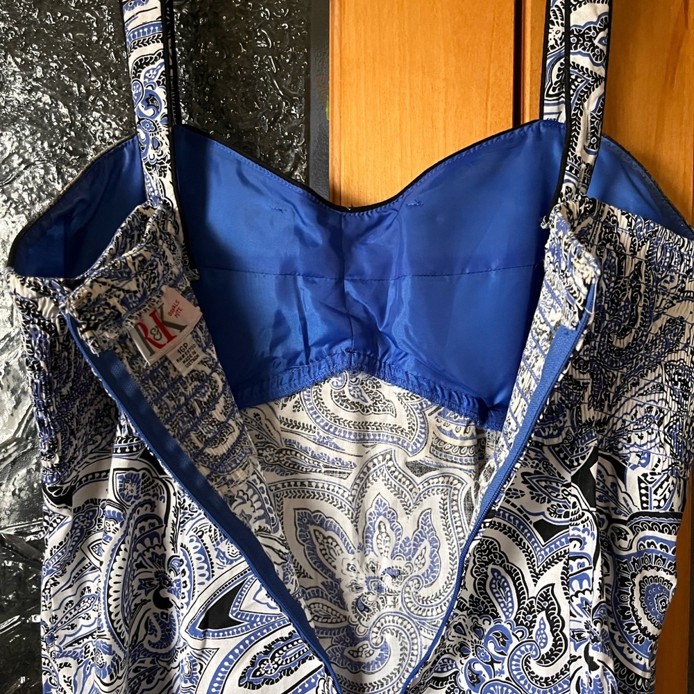 R&K Blue, White & Black Petite Summer Dress - Picture 6 of 6